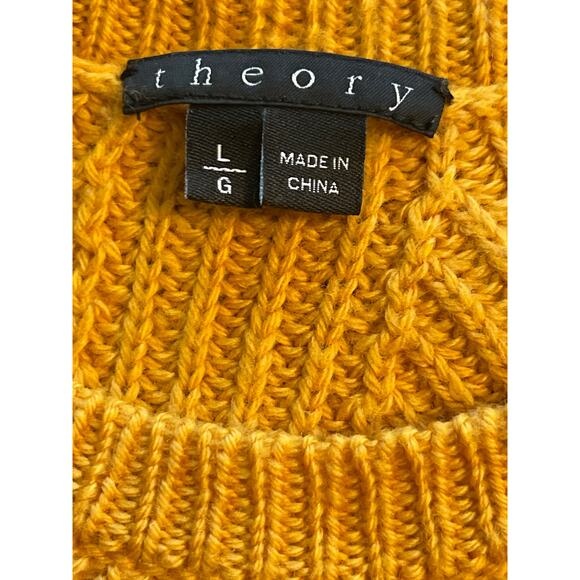 Theory Jaydee Rib Knit Pullover Sweater 100% Wool Gold Women's Large - Picture 7 of 7